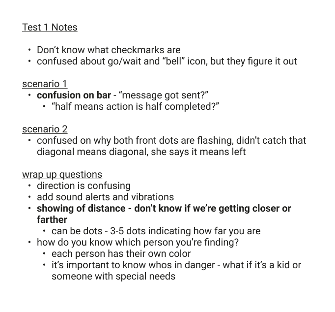 User test notes