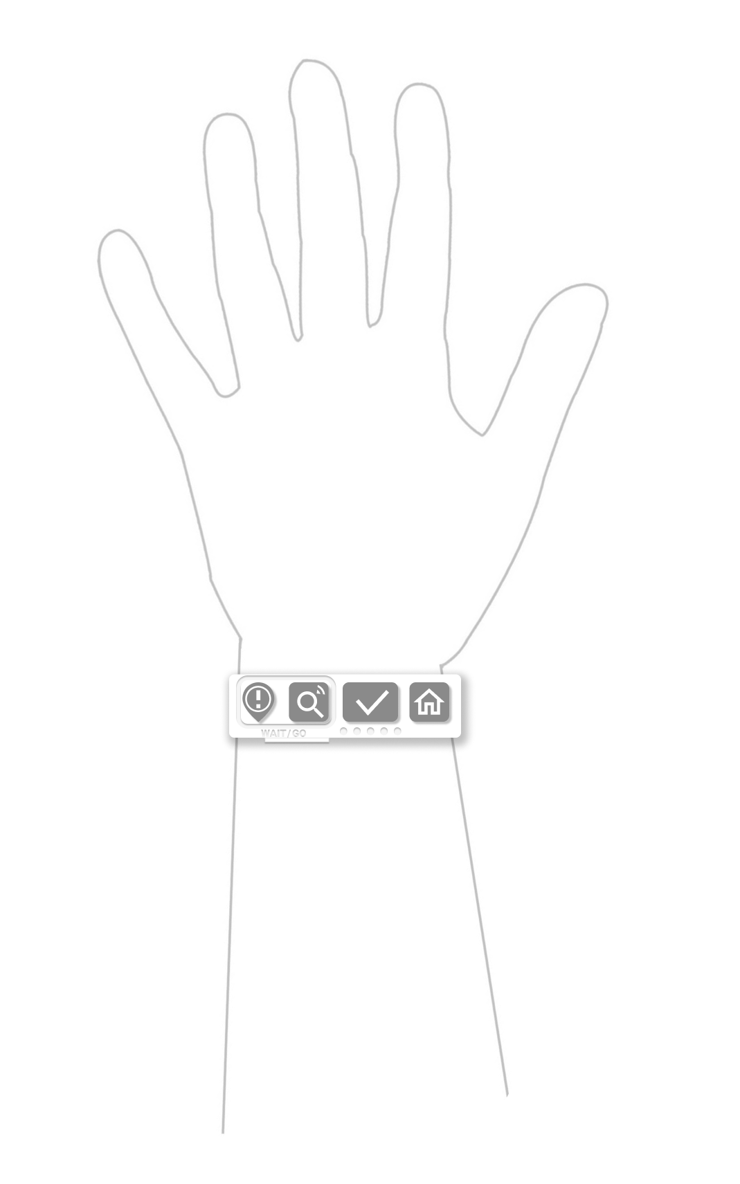 A sample of UI on a hand outline