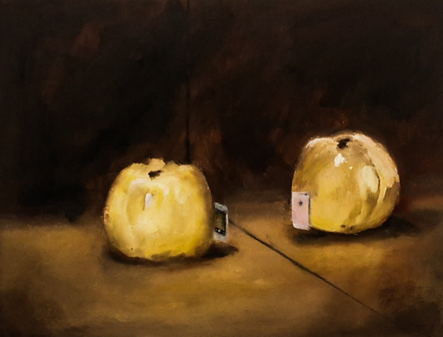 oil painting of an apple