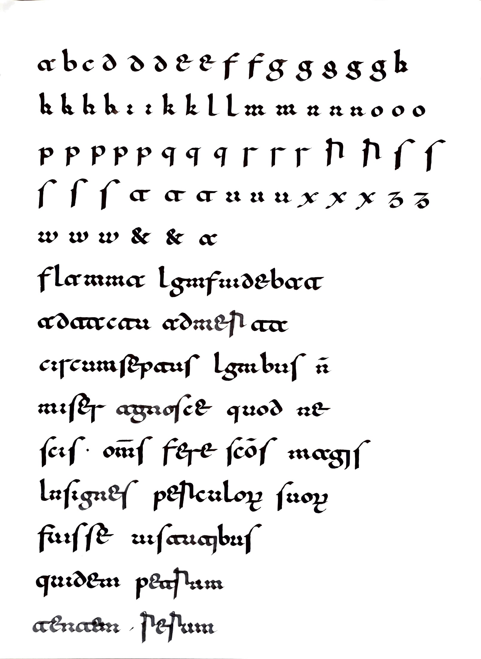 A page of manuscript letter forms